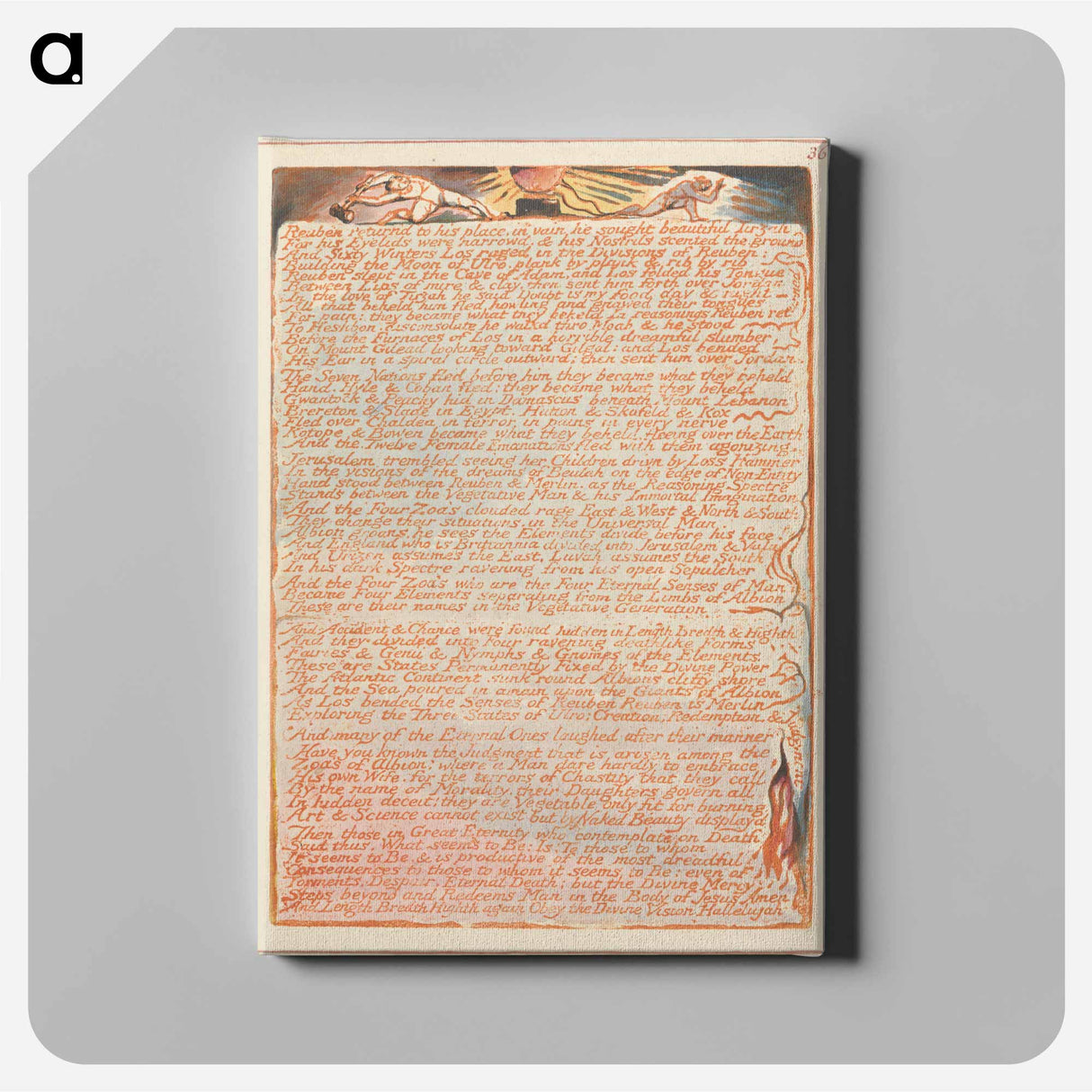 アートパネル-Jerusalem, Plate 36, "Reuben returnd to his place...." - ウィリアム ブレイク Canvas.