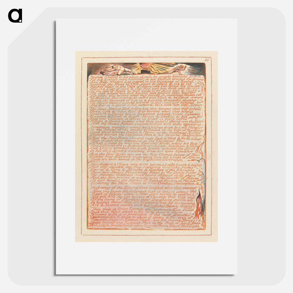 Jerusalem, Plate 36, "Reuben returnd to his place...." - ウィリアム ブレイク Poster.