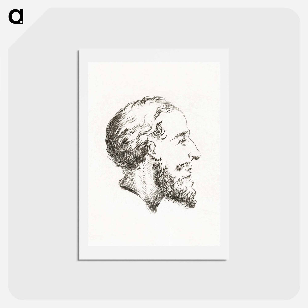 アートポストカード-Portrait of a man with beard and mustache - ジャン ベルナール Postcard.