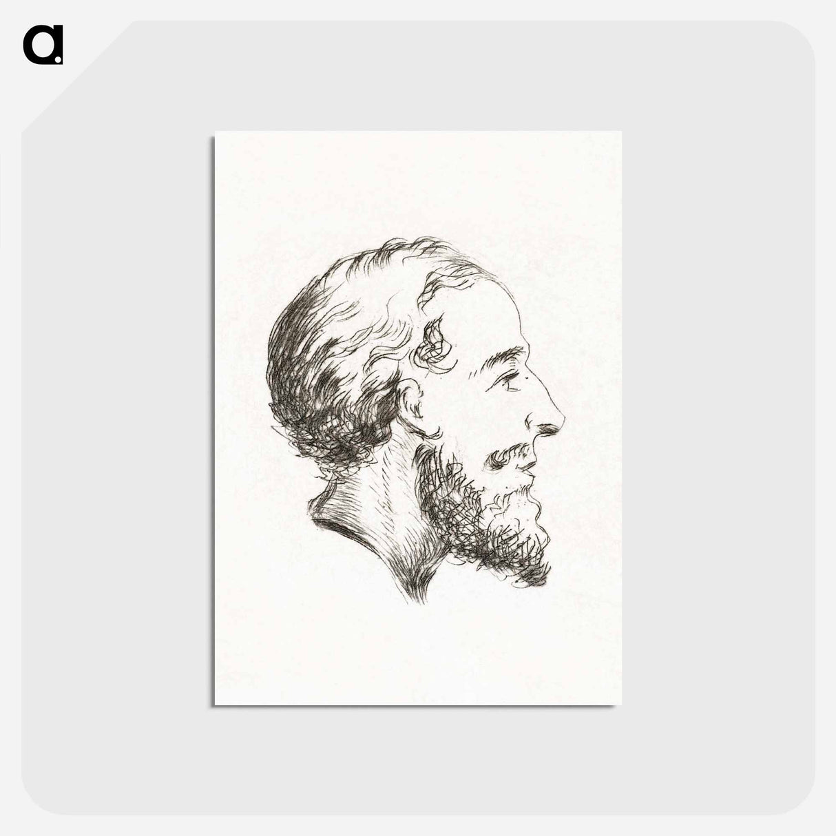 アートポストカード-Portrait of a man with beard and mustache - ジャン ベルナール Postcard.