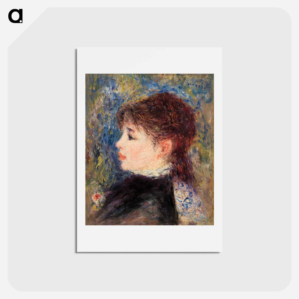 アートポストカード-Young Woman with Rose - ピエール オーギュスト ルノワール Postcard.