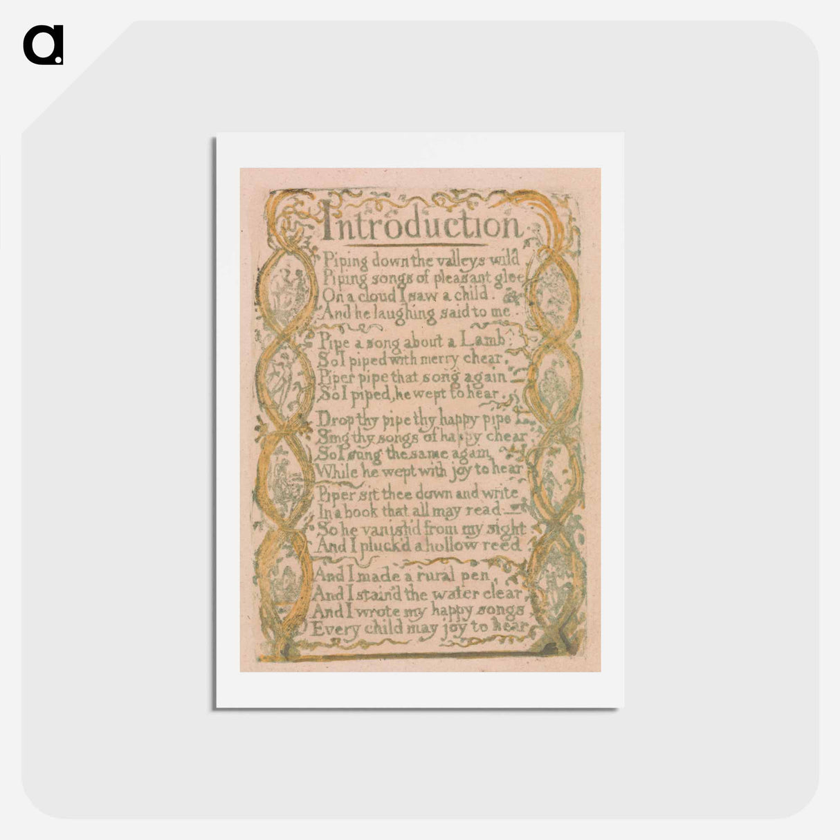 アートポストカード-Songs of Innocence and of Experience, Plate 3, "Introduction" - ウィリアム ブレイク Postcard.