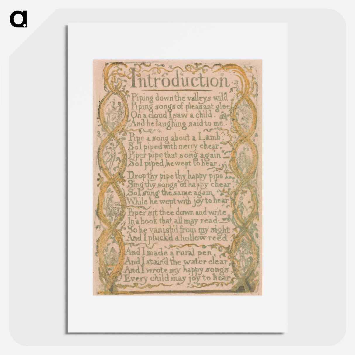 アートポスター-Songs of Innocence and of Experience, Plate 3, "Introduction" - ウィリアム ブレイク Poster.