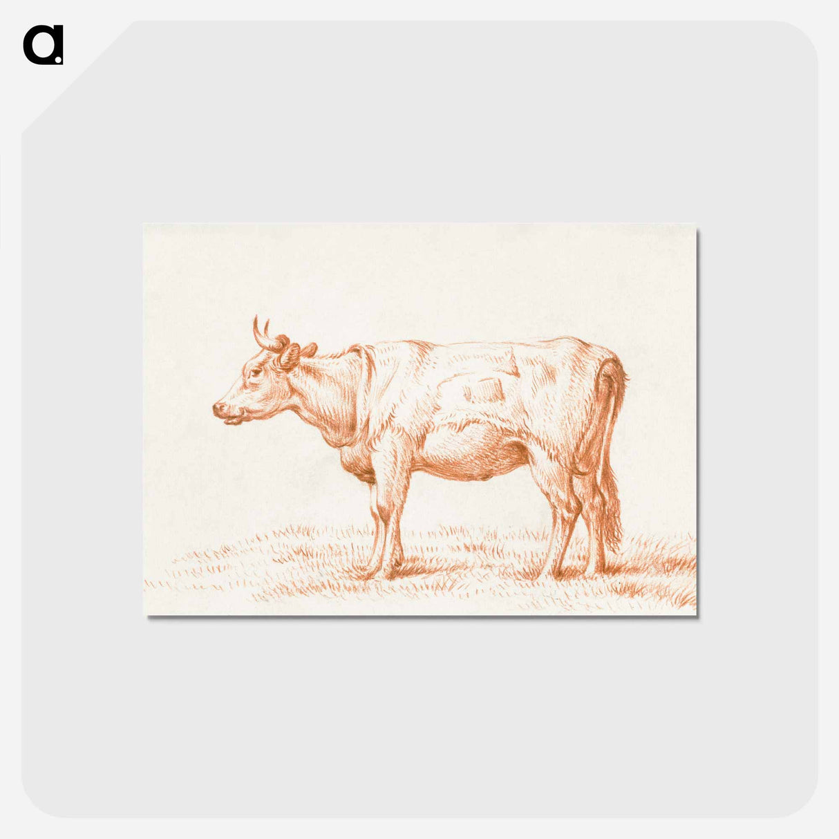 アートポストカード-Standing cow - ジャン ベルナール Postcard.