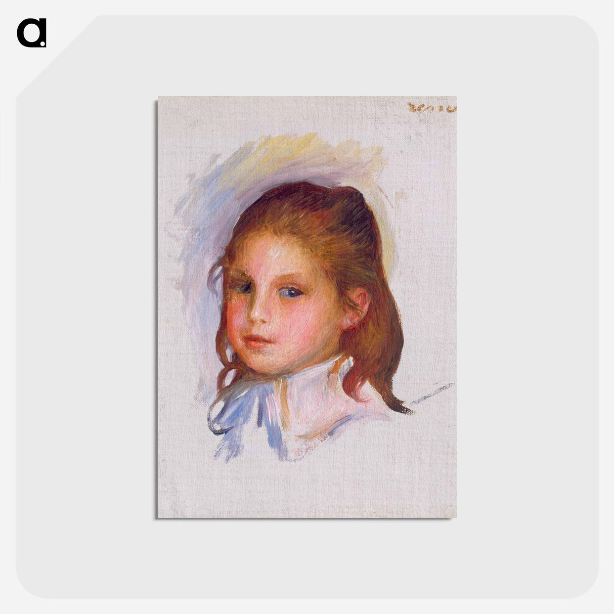 アートポストカード-Child with Brown Hair - ピエール オーギュスト ルノワール Postcard.