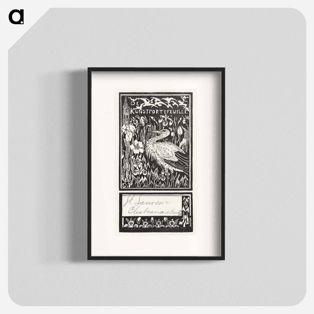 Etiket met ooievaar - Theo van Hoytema Poster.