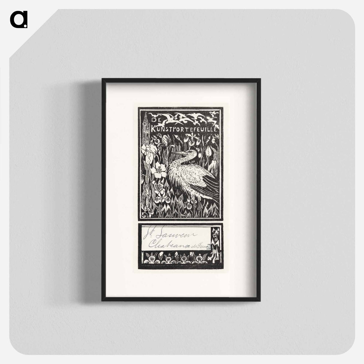 Etiket met ooievaar - Theo van Hoytema Poster.