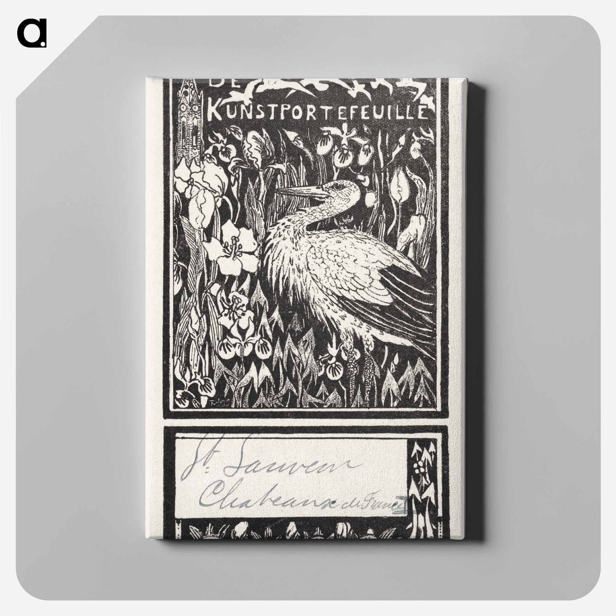 Etiket met ooievaar - Theo van Hoytema Canvas.