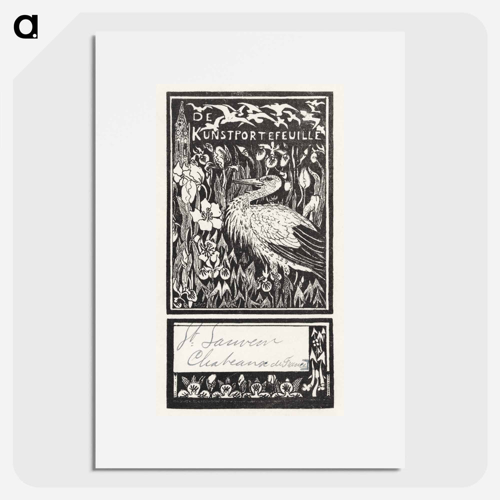 Etiket met ooievaar - Theo van Hoytema Poster.