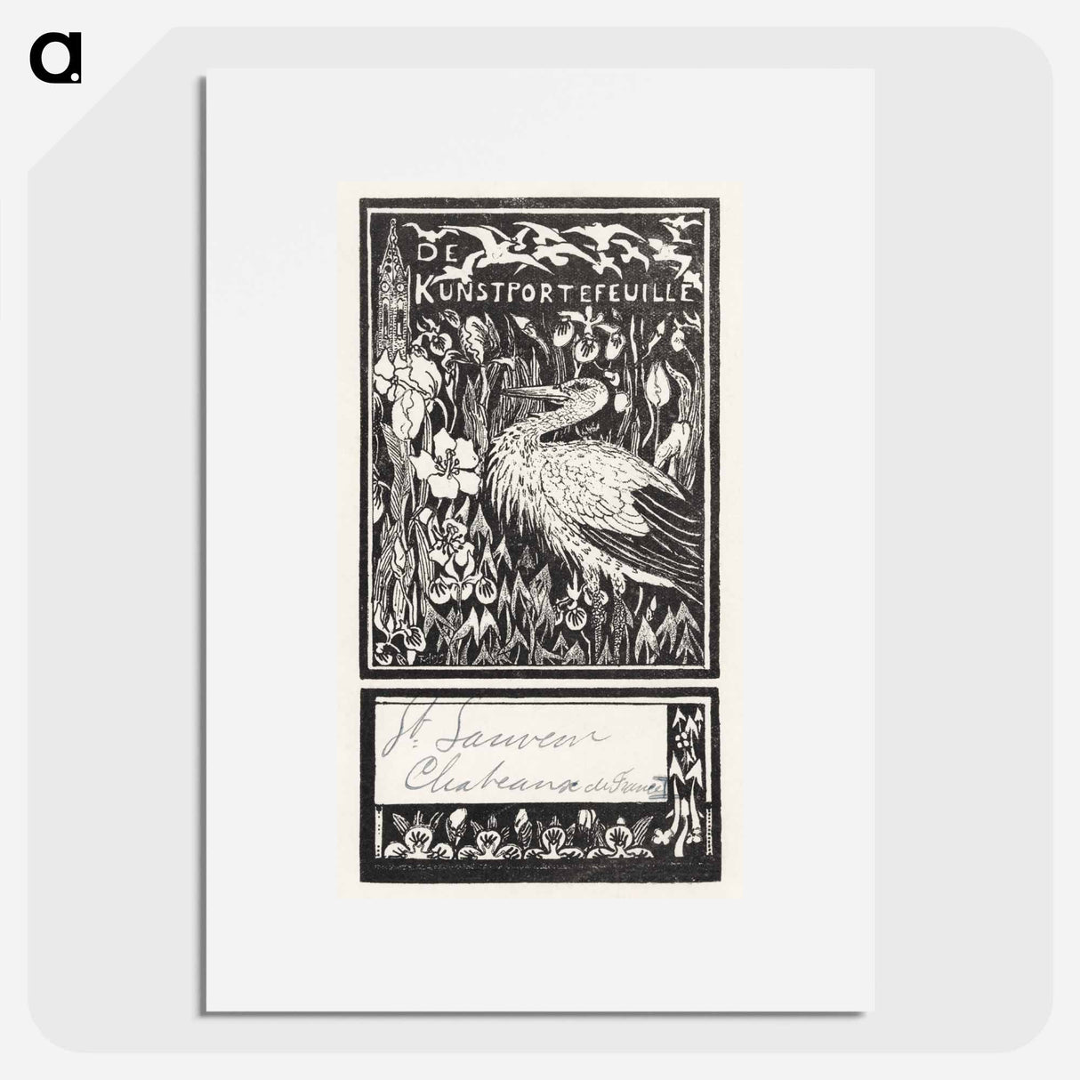 Etiket met ooievaar - Theo van Hoytema Poster.