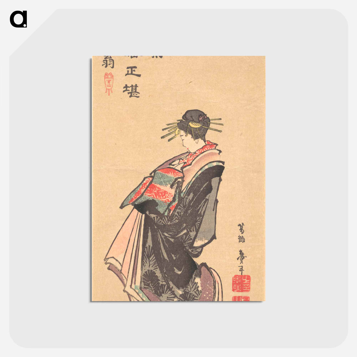 アートポストカード-Hokusai's Japanese woman - 葛飾 北斎 Postcard.