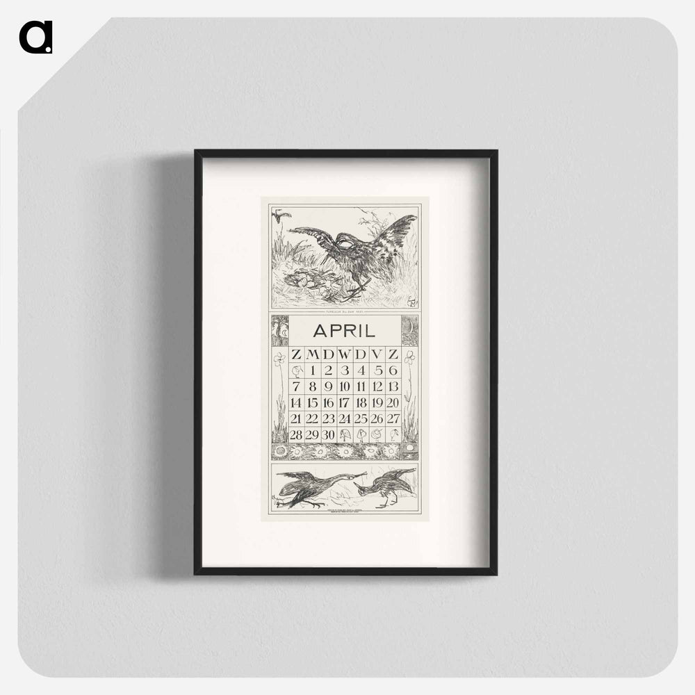 Calendar April with tulle - Theo van Hoytema Poster.