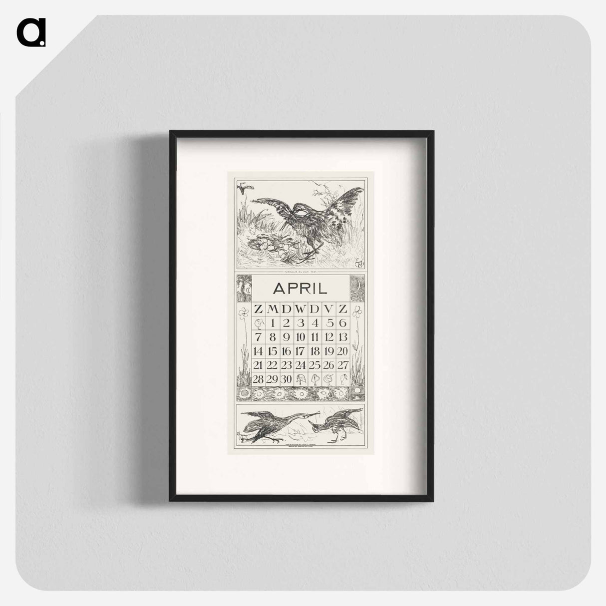 Calendar April with tulle - Theo van Hoytema Poster.