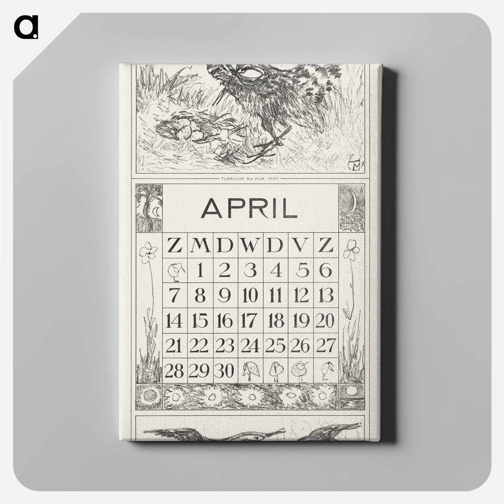 Calendar for April with tulle - Theo van Hoytema Canvas.