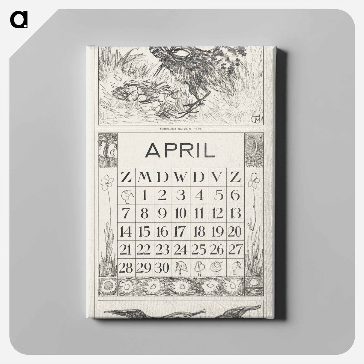 Calendar for April with tulle - Theo van Hoytema Canvas.