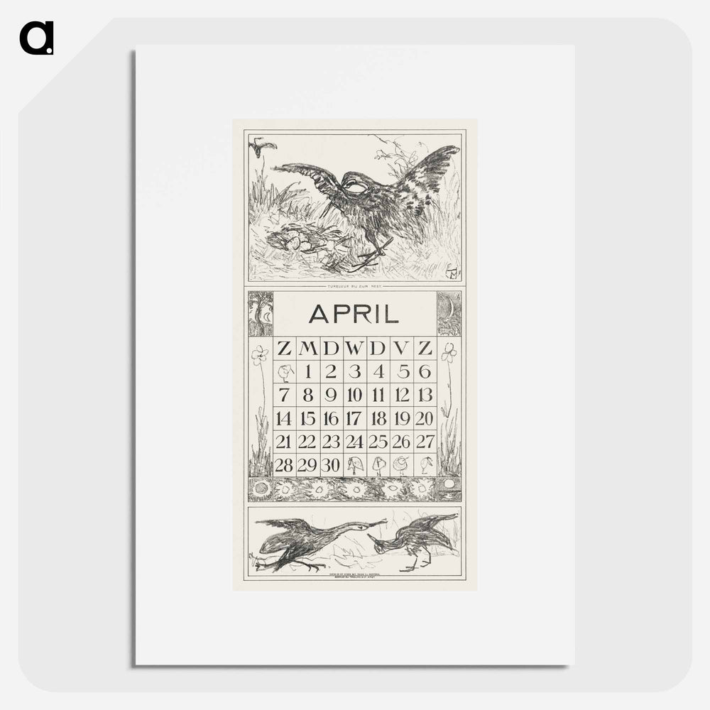Calendar April with tulle - Theo van Hoytema Poster.