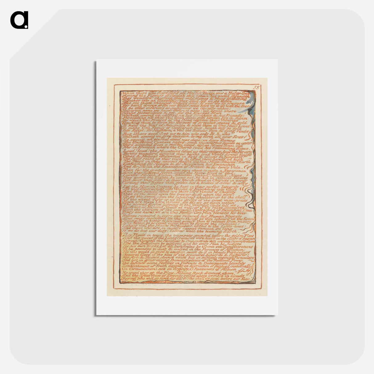 アートポストカード-Jerusalem, Plate 55, "When those who disregard...." - ウィリアム ブレイク Postcard.