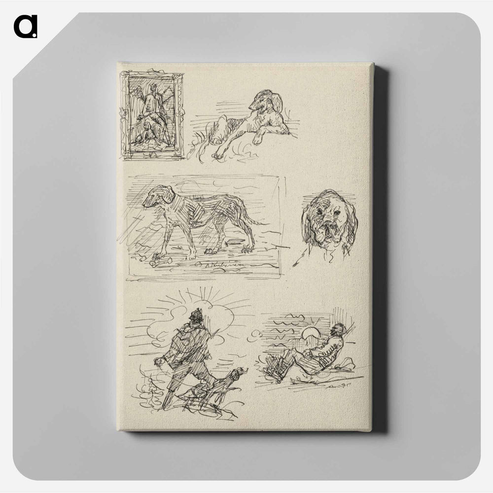 Sketchbook 22 sketches of dogs and hunters - アーノルド ピーター ワイズ クビンチャン Canvas.