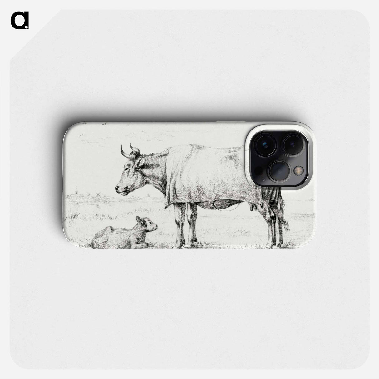 Standing cow with a lying calf - Jean Bernard Phone Case.