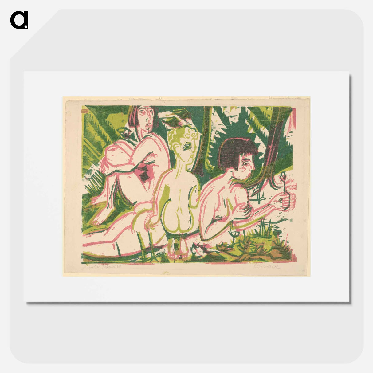 Nude Women with a Child in the Forest - Ernst Ludwig Kirchner Poster.