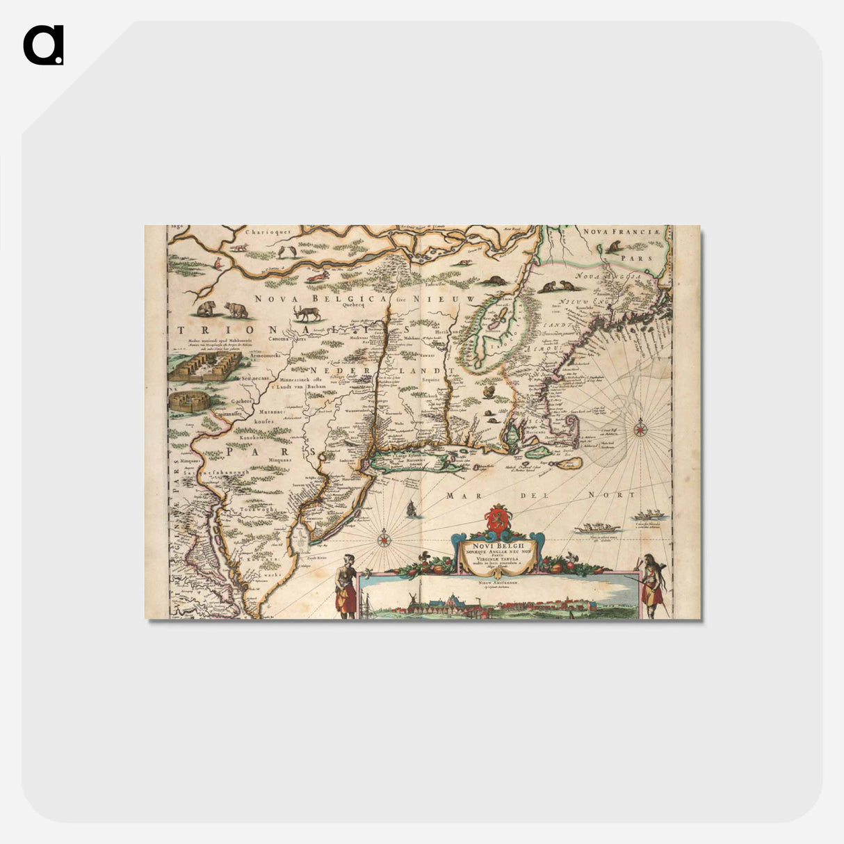アートポストカード-Noui Belgii Nouaeque Angliae nec non partis Virginiae tabula
- ボストン公共図書館 Postcard.