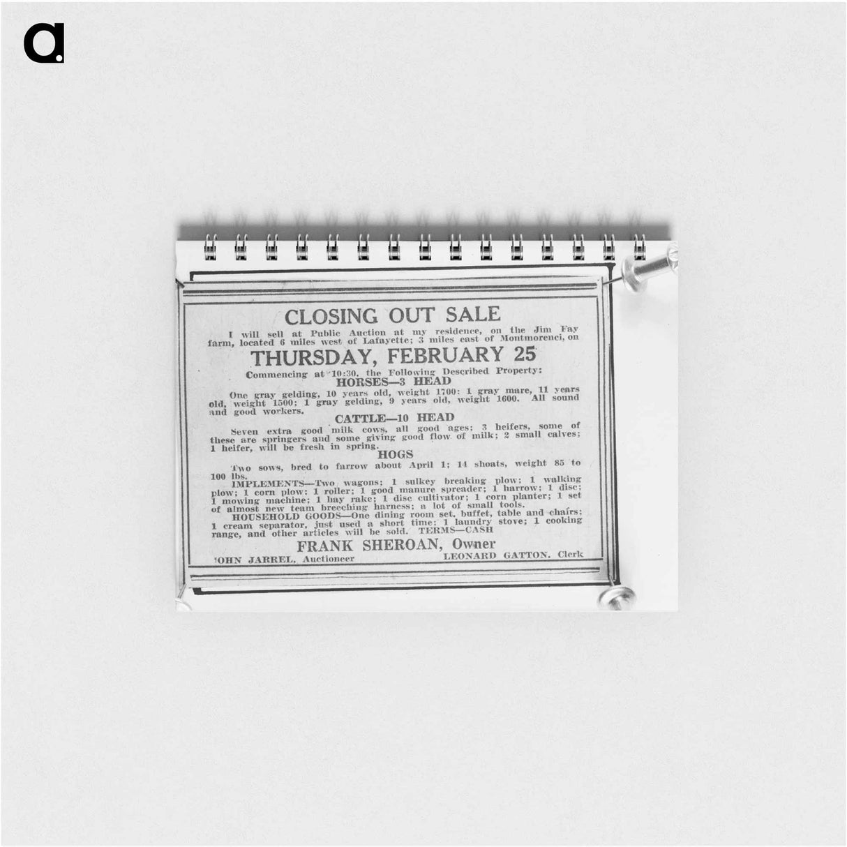アートメモ帳-Frank Sheroan Sale
- ラッセル リー Memo.