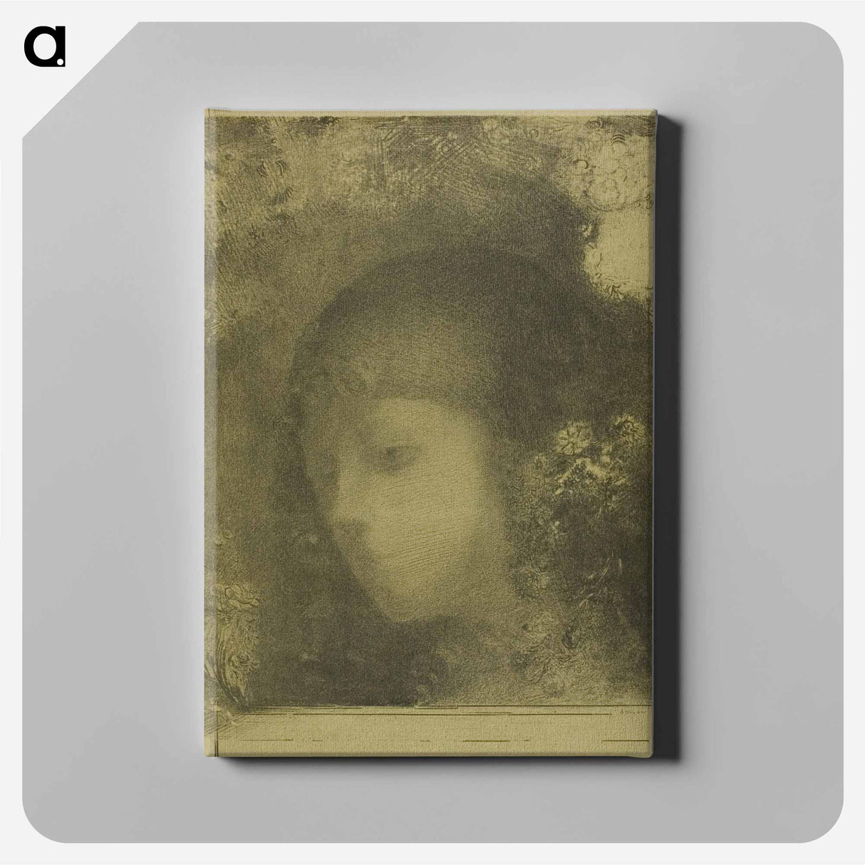 Child's Head With Flowers - オディロン ルドン Canvas.