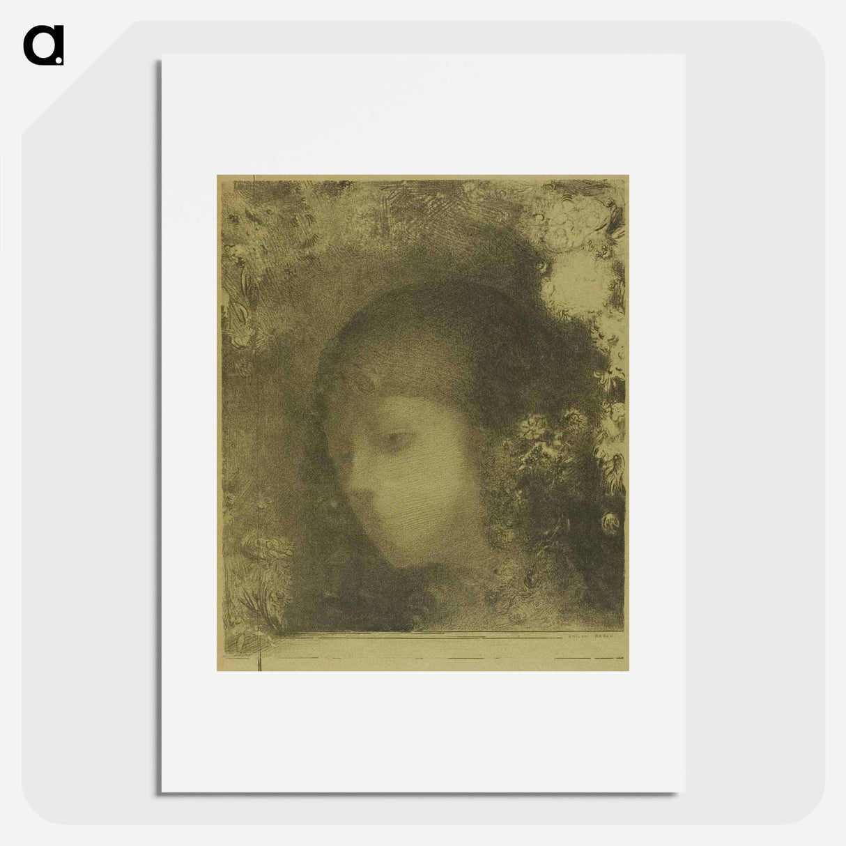 Child's Head With Flowers - オディロン ルドン Poster.