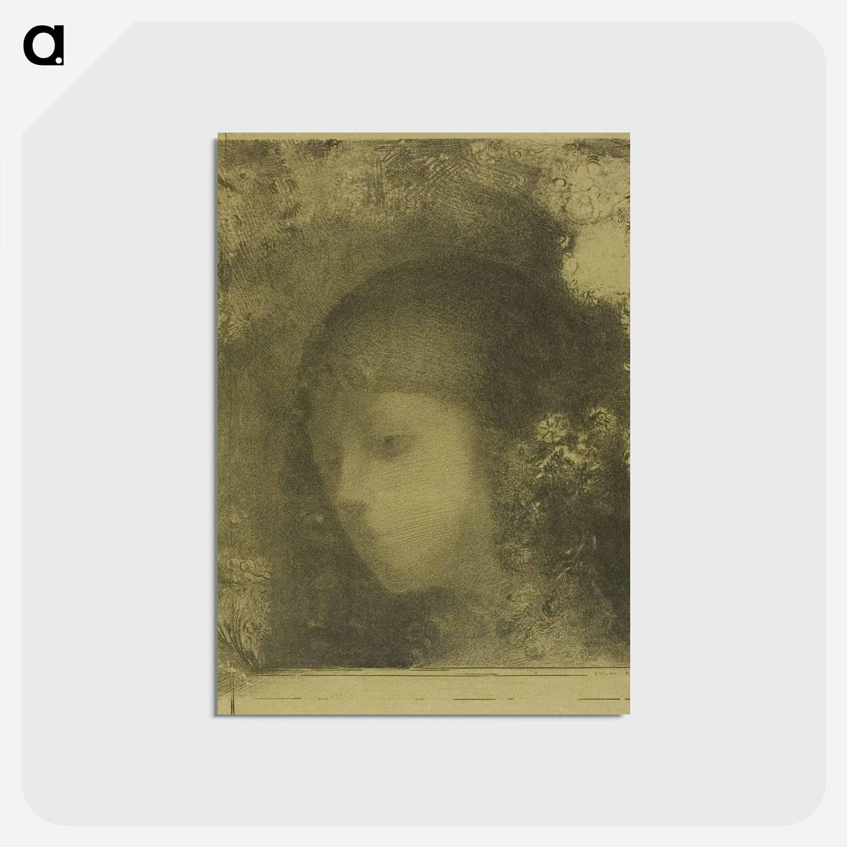 アートポストカード-Child's Head With Flowers - オディロン ルドン Postcard.