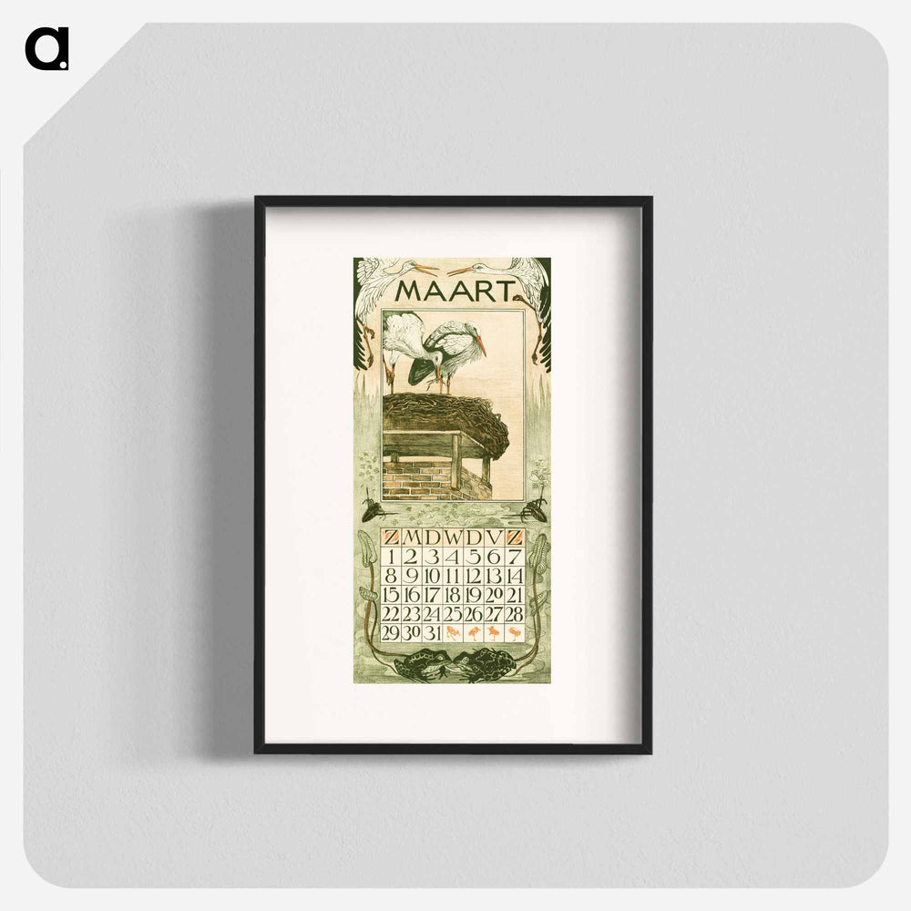 Calendar mark with flowers - Theo van Hoytema Poster.