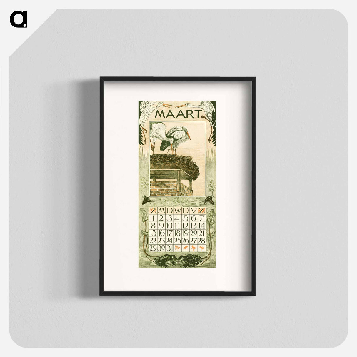 Calendar mark with flowers - Theo van Hoytema Poster.