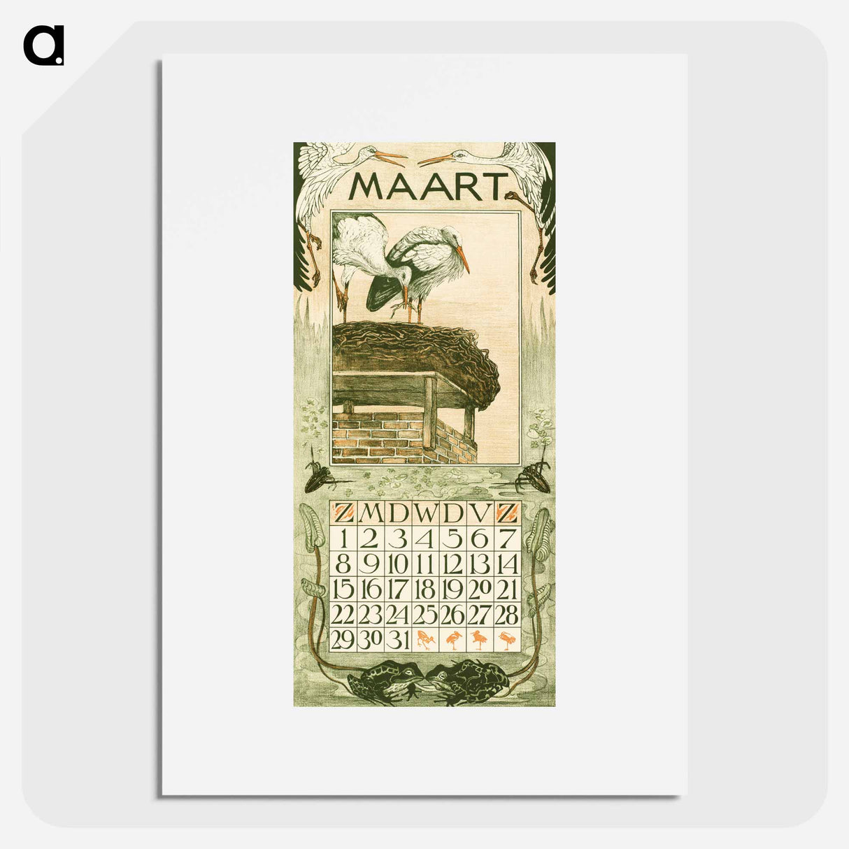 Calendar mark with flowers - Theo van Hoytema Poster.