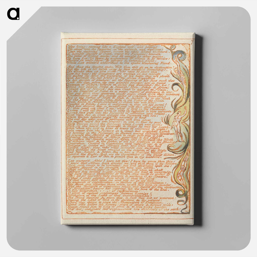 Jerusalem, Plate 7, "Was living: panting...." - William Blake Canvas.