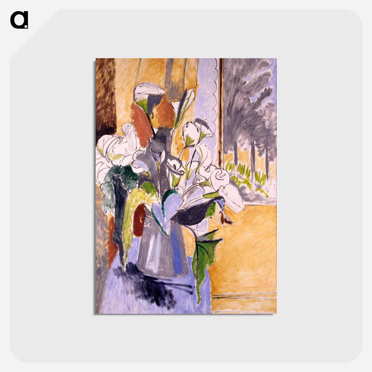 アートポストカード-Bouquet of Flowers on a Veranda - アンリ マティス Postcard.