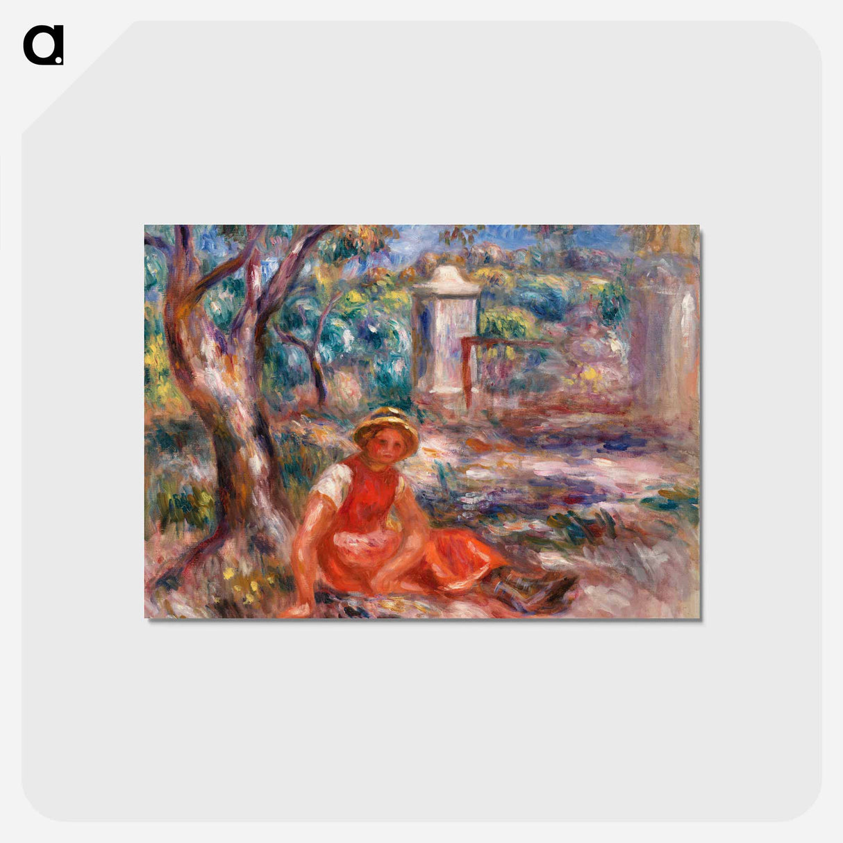 アートポストカード-Girl at the Foot of a Tree - ピエール オーギュスト ルノワール Postcard.