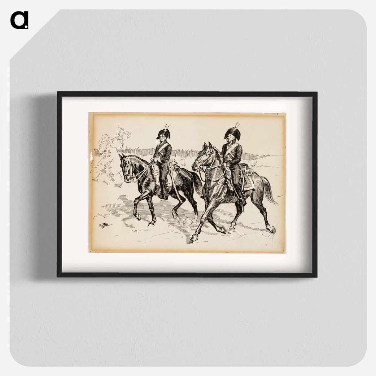 Kaksi rakuunaa -runon alkuvinjetti - アルバート エーデルフェルト Poster.