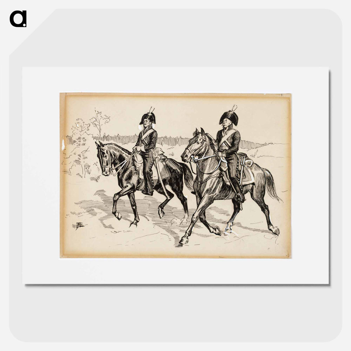 Kaksi rakuunaa -runon alkuvinjetti - アルバート エーデルフェルト Poster.