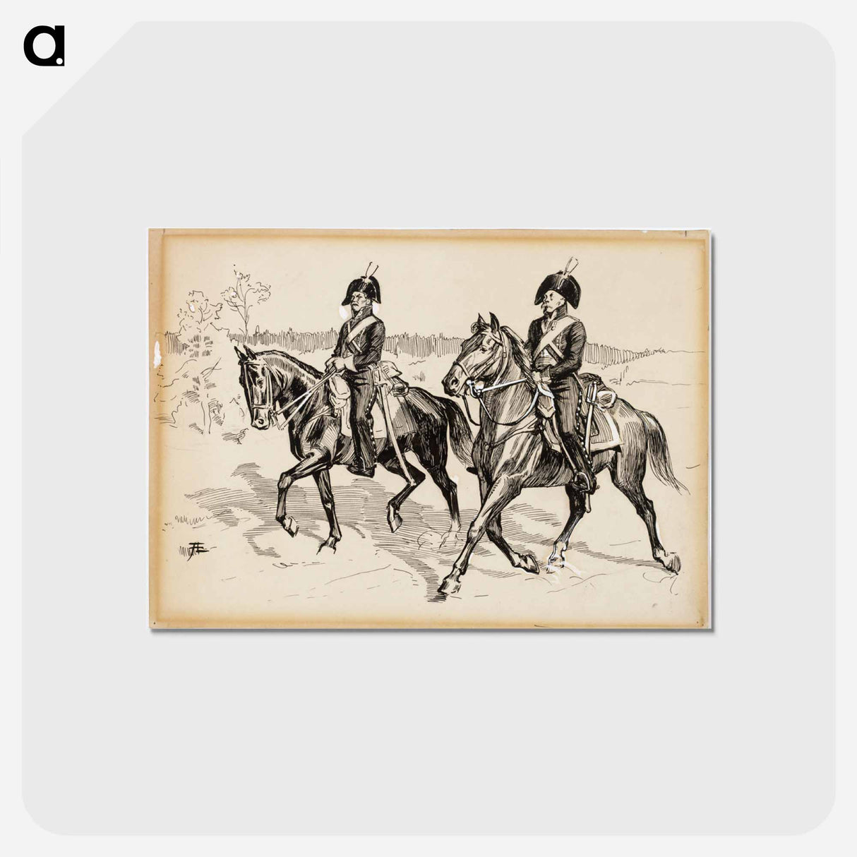 Kaksi rakuunaa -runon alkuvinjetti - アルバート エーデルフェルト Postcard.