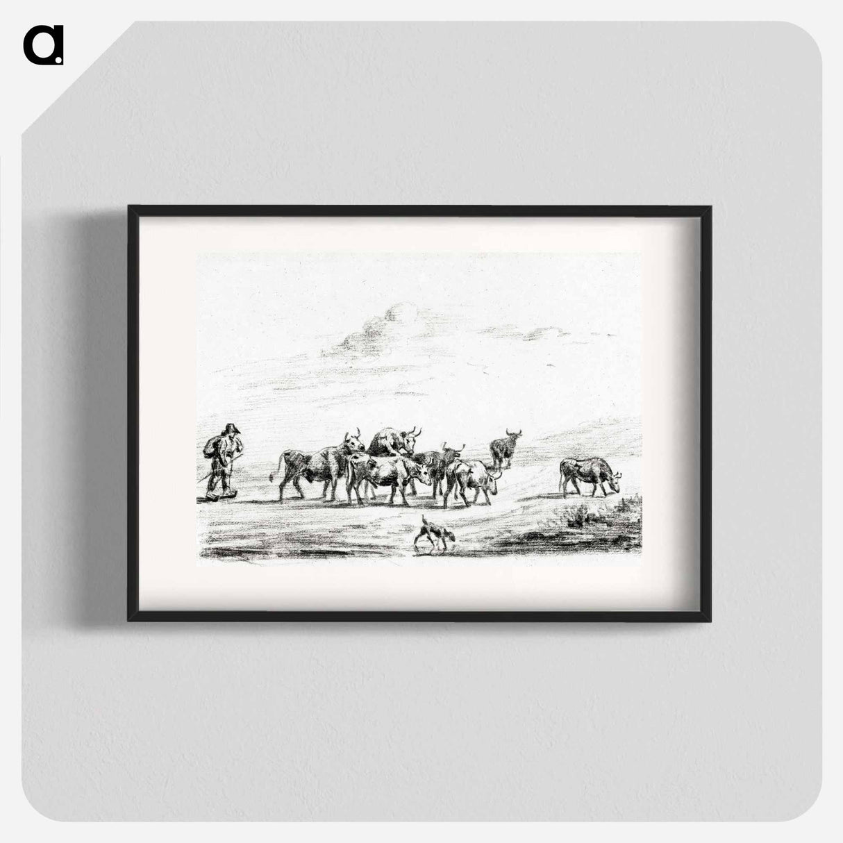 Cow driver with a group of cattle - Jean Bernard Poster.