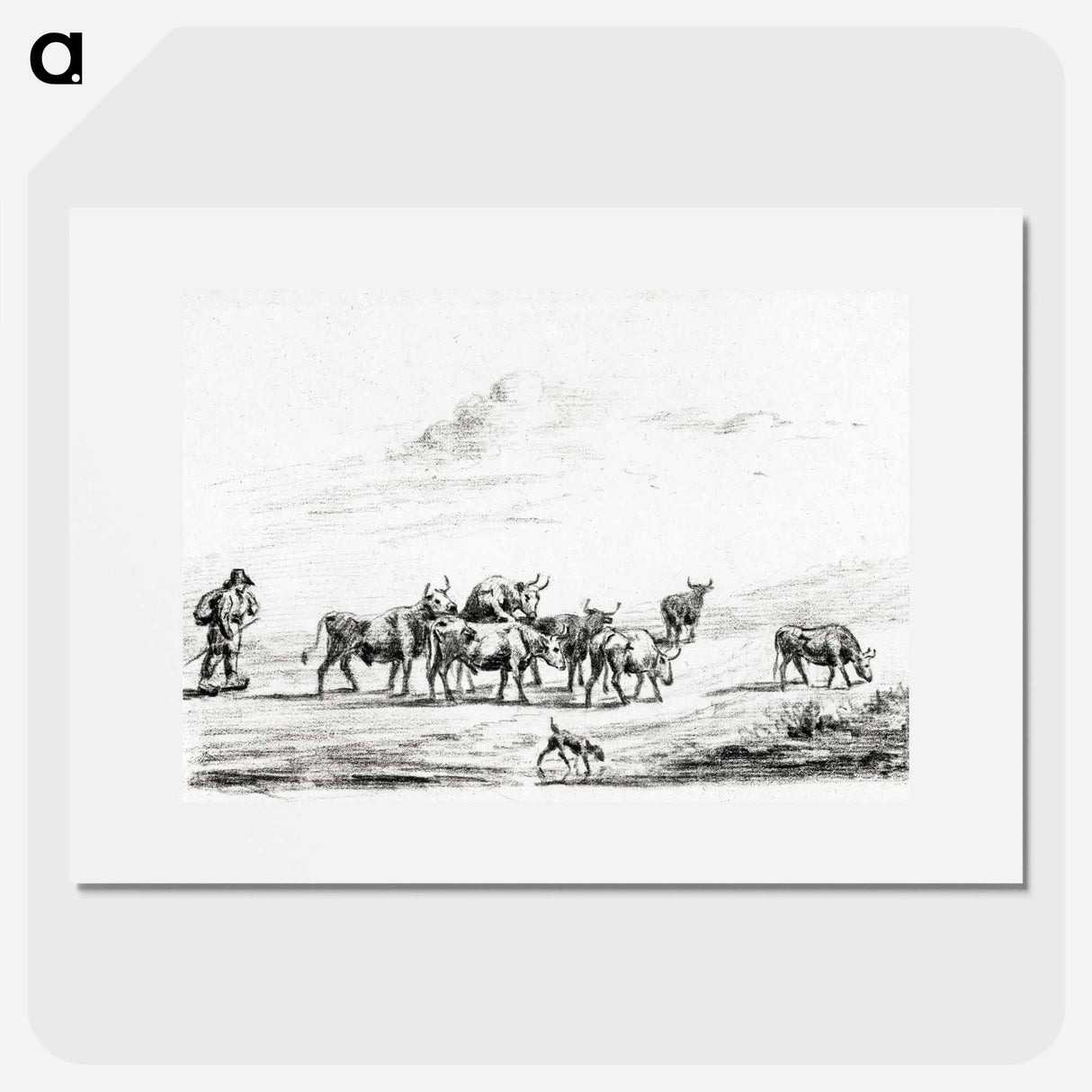 Cow driver with a group of cattle - Jean Bernard Poster.