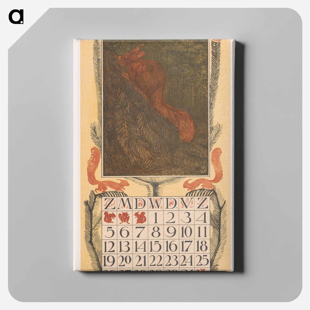 Calendar July met een eekhoorn - Theo van Hoytema Canvas.