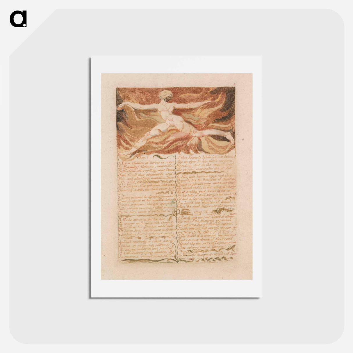 アートポストカード-The First Book of Urizen, Plate 5, "Chap: 1...." - ウィリアム ブレイク Postcard.