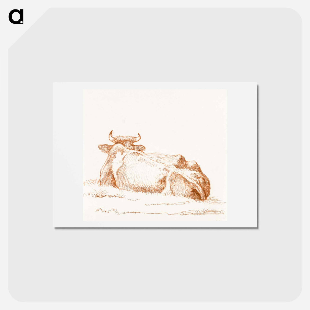 アートポストカード-Lying cow, seen from behind - ジャン ベルナール Postcard.