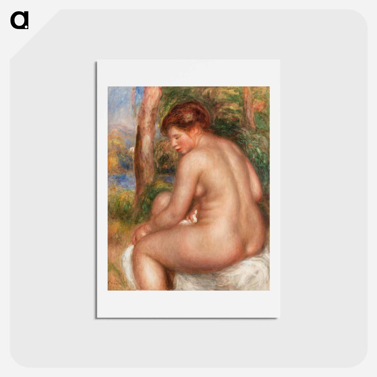 アートポストカード-Bather in Three-Quarter View - ピエール オーギュスト ルノワール Postcard.