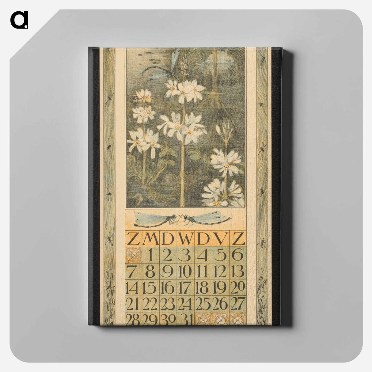 Calendar for me 1911 with flowers and water plants by Theo van Hoytema - Theo van Hoytema Canvas.