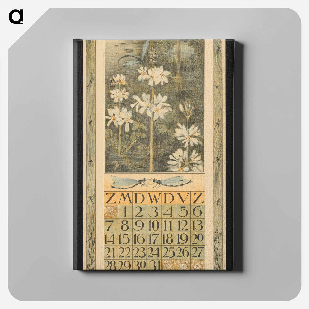Calendar for me 1911 with flowers and water plants by Theo van Hoytema - Theo van Hoytema Canvas.