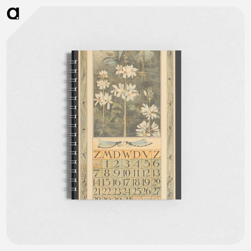 Kalenderblad voor mei 1911 met libellen en waterplanten by Theo van Hoytema - テオ ヴァン ホイテマ Memo.