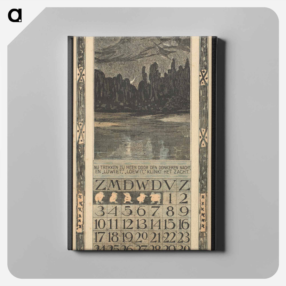 Calendar for November 1907 with trees in a forest - Theo van Hoytema Canvas.