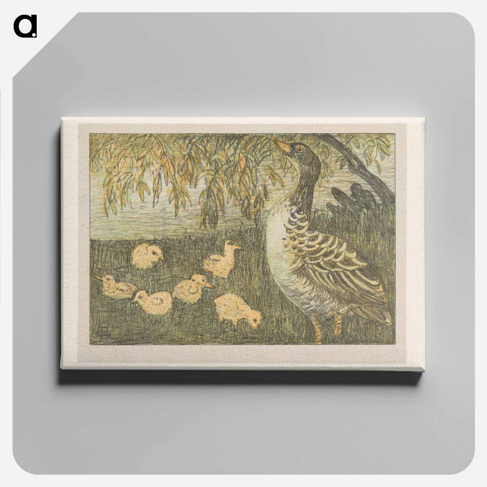 Gans met kuikens - Theo van Hoytema Canvas.