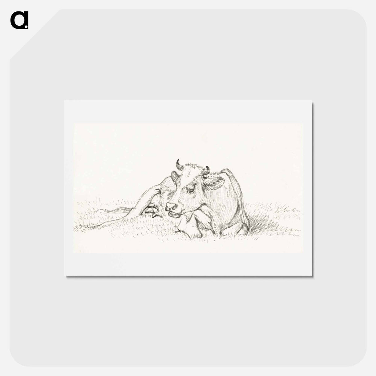 アートポストカード-Lying cow - ジャン ベルナール Postcard.